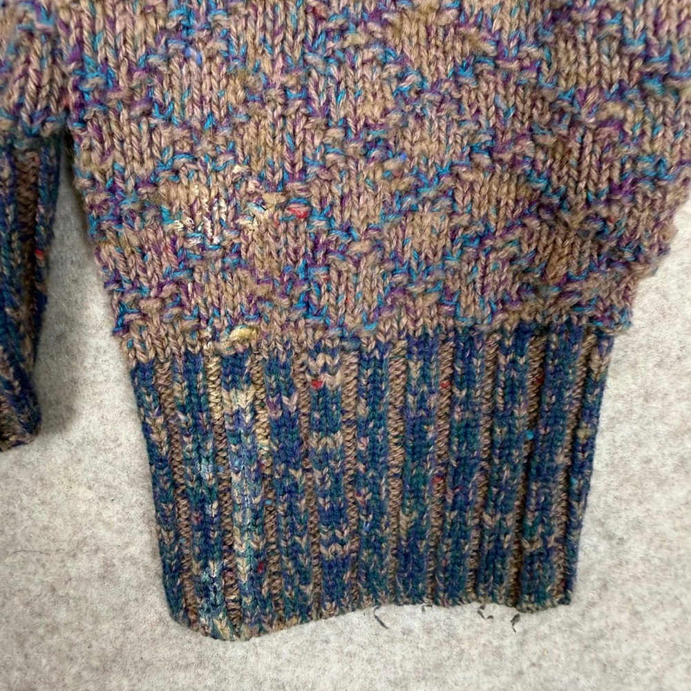 Vintage USA Marled Diamond Knit Sweater Knits Crewneck M 20x21 Brown Multi Retro - Picture 4 of 10